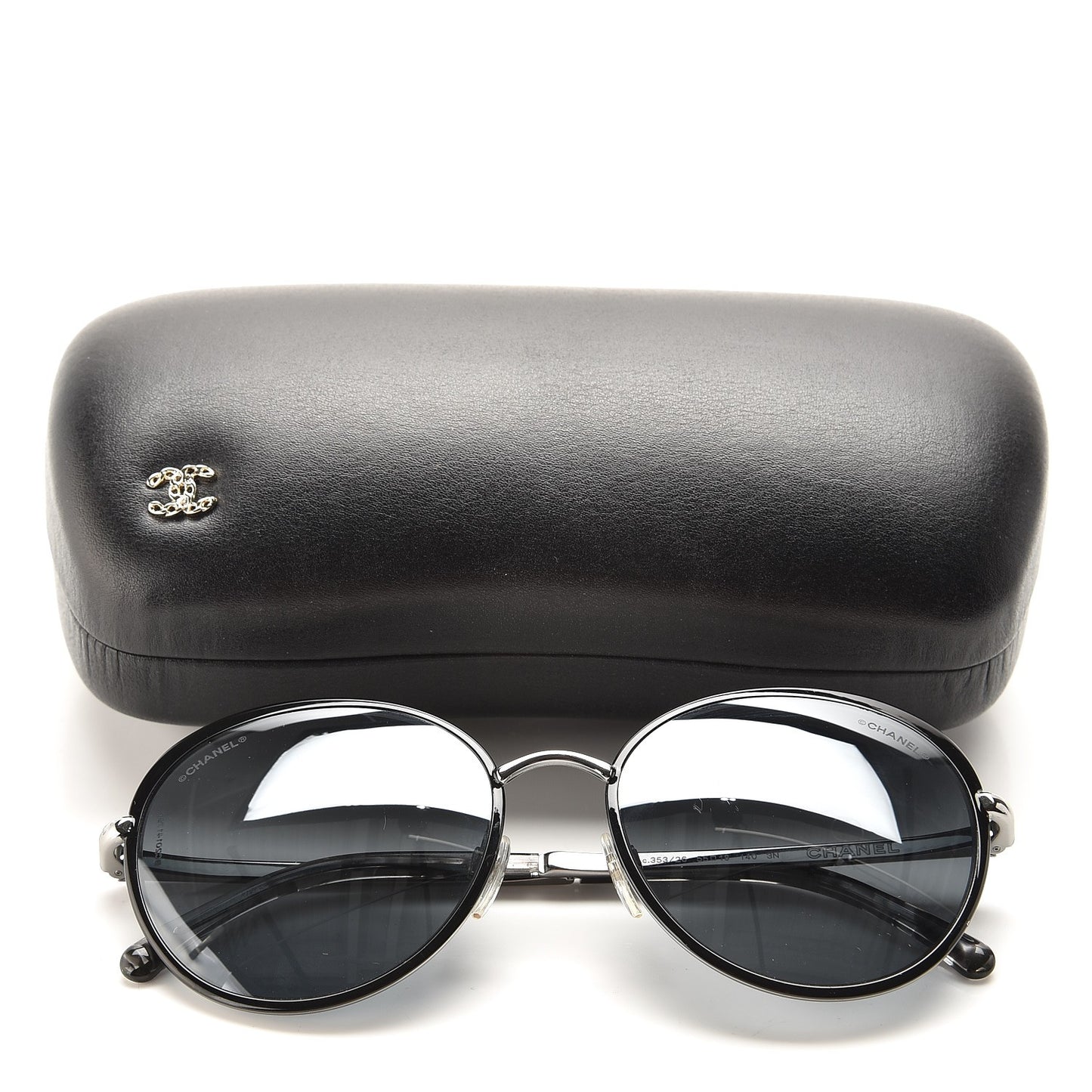 Round Spring Sunglasses 4206 Black Silver