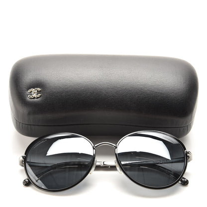 Chanel Round Spring Sunglasses 4206 Black Silver 9 of 9