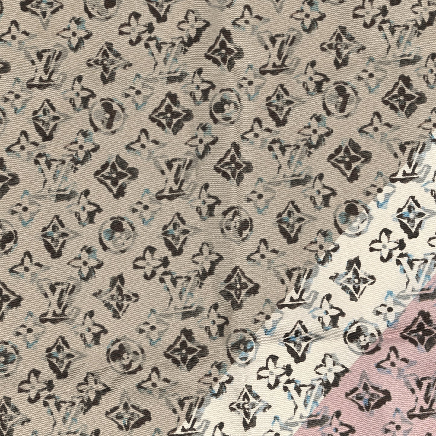 Silk Monogram Square Square Scarf 70 Light Pink Beige