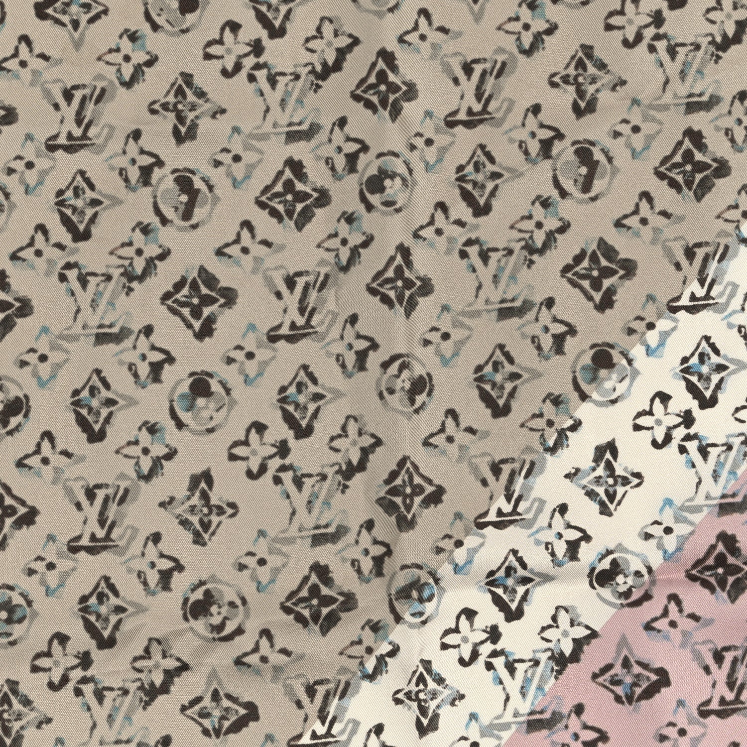 Louis Vuitton Silk Monogram Square Square Scarf 70 Light Pink Beige 2 of 3