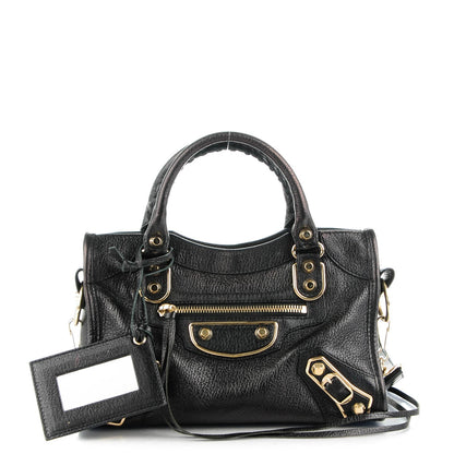 Balenciaga Chevre Gold Metallic Edge Hardware Mini City Black 1 of 7
