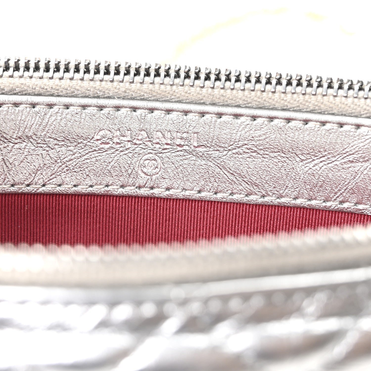 Chanel Metallic Lambskin Calfskin Quilted Small Gabrielle Clutch With Chain Silver 7 of 11