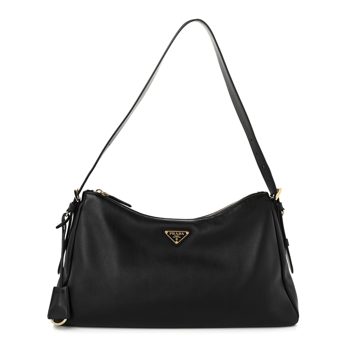 Prada Soft Calfskin Large Aimée Shoulder Bag Black 1 of 10