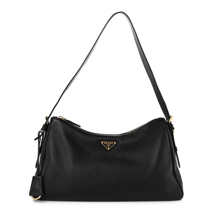 Prada Soft Calfskin Large Aimée Shoulder Bag Black 1 of 10