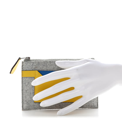Hermes Felt Epsom Colorblock Toodoo 29 Zip Pouch Gris Clair Blue Hydra Jaune De Naples 2 of 10