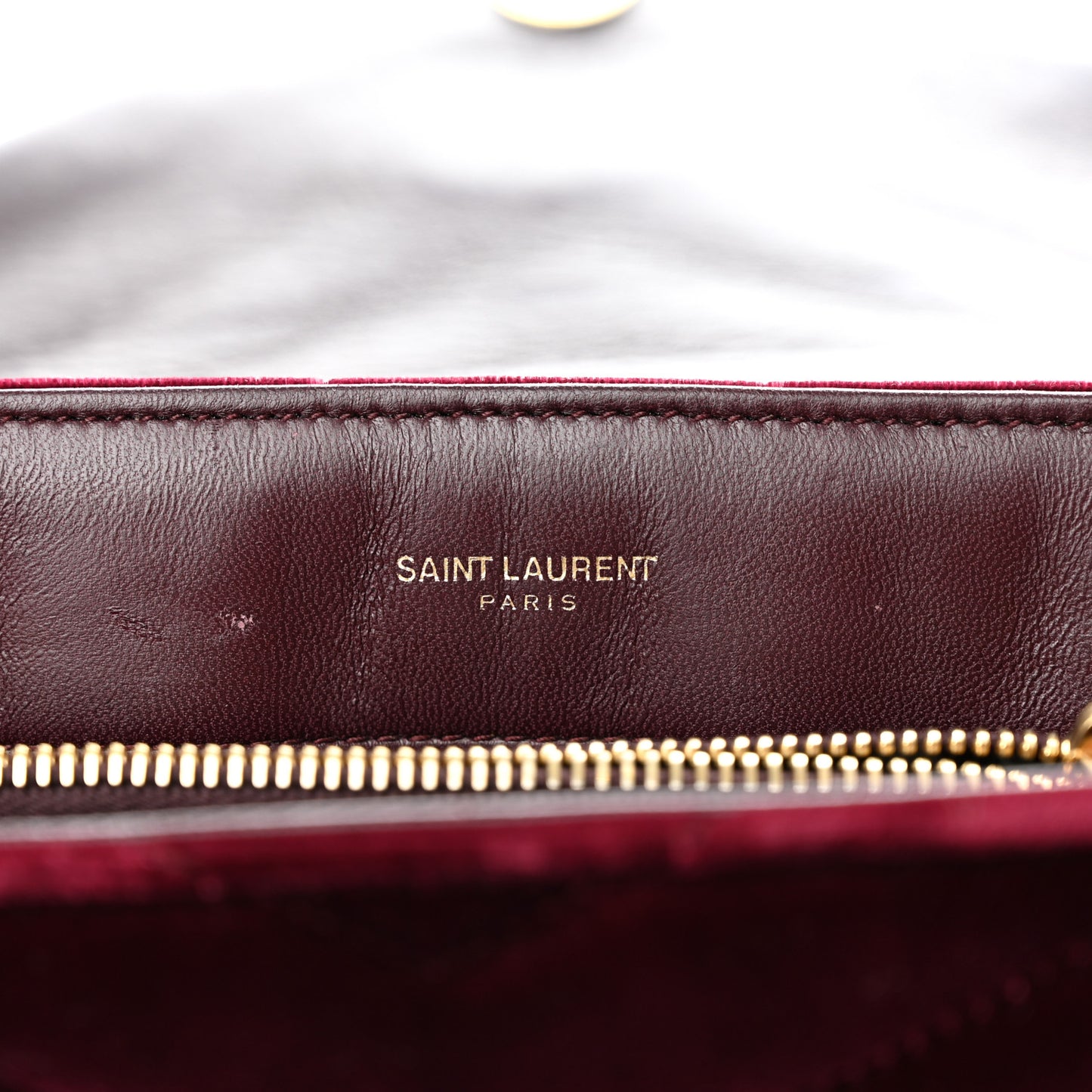 Velvet Y Quilted Monogram Small Loulou Chain Satchel Burgundy