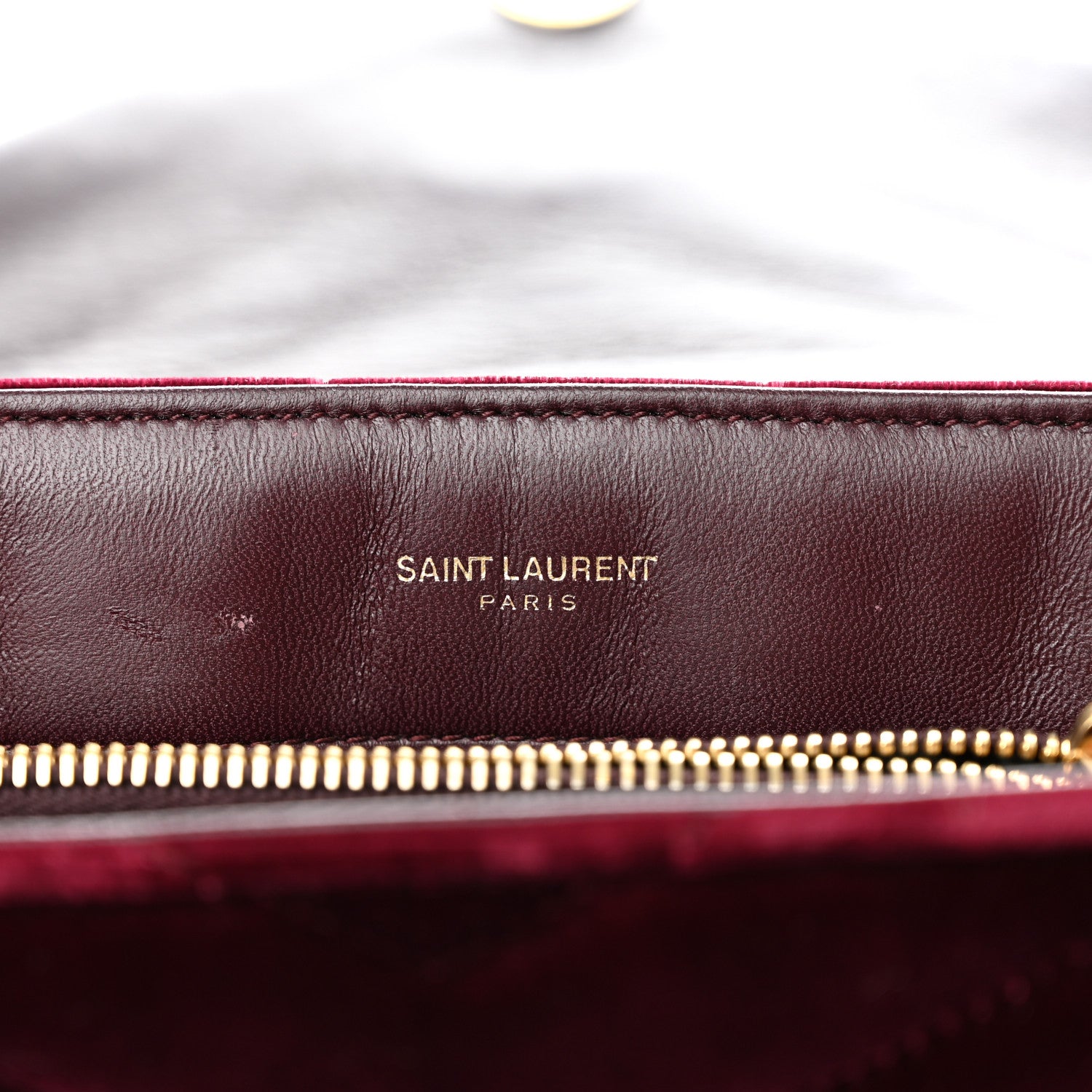 Saint Laurent Velvet Y Quilted Monogram Small Loulou Chain Satchel Burgundy 6 of 14