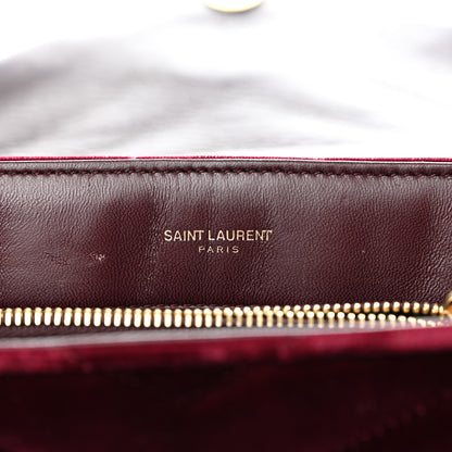 Saint Laurent Velvet Y Quilted Monogram Small Loulou Chain Satchel Burgundy 6 of 14
