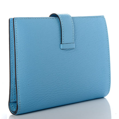 Hermes Chevre Mysore Bearn Compact Wallet Celeste 3 of 7