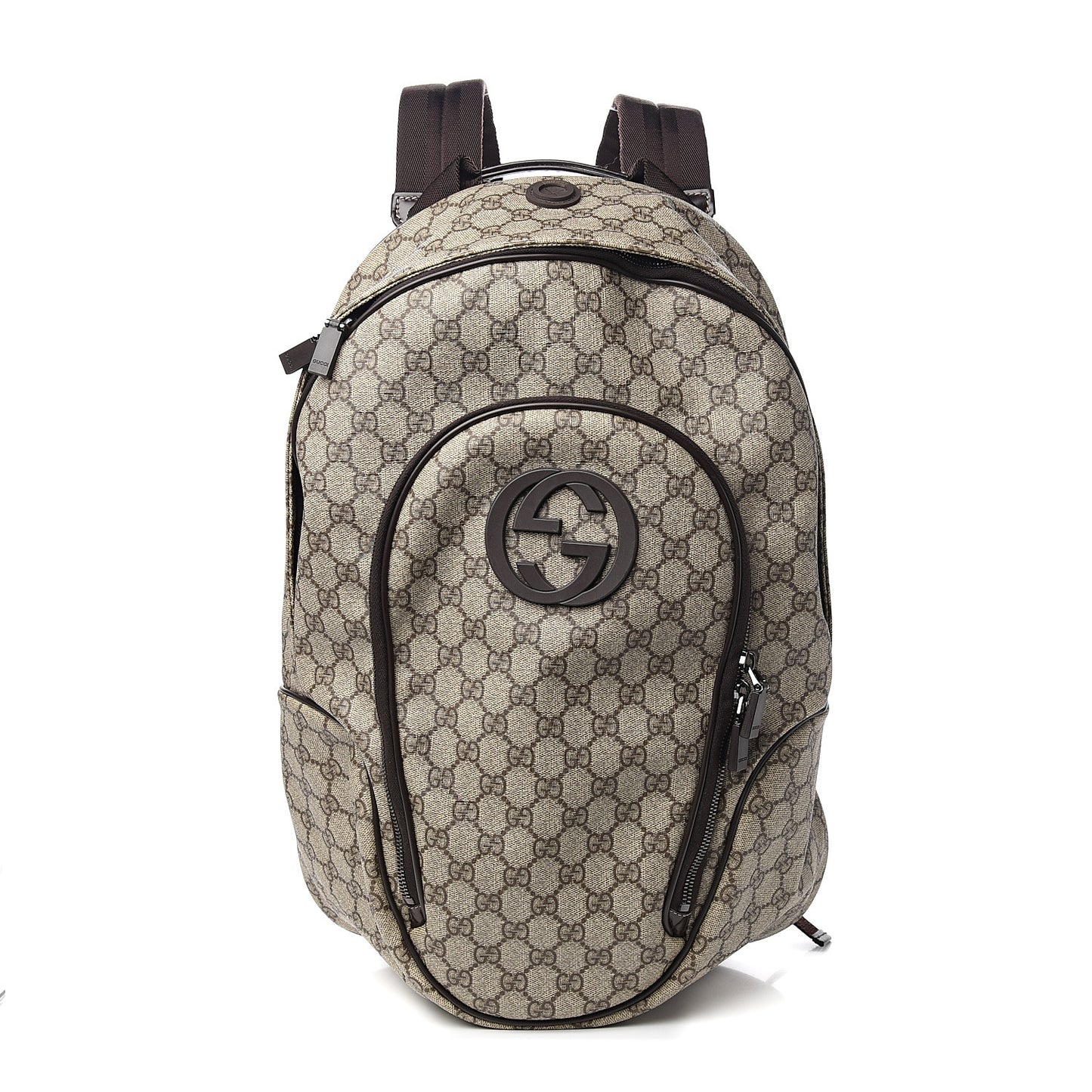GG Plus Monogram Interlocking G Medium Backpack Dark Brown