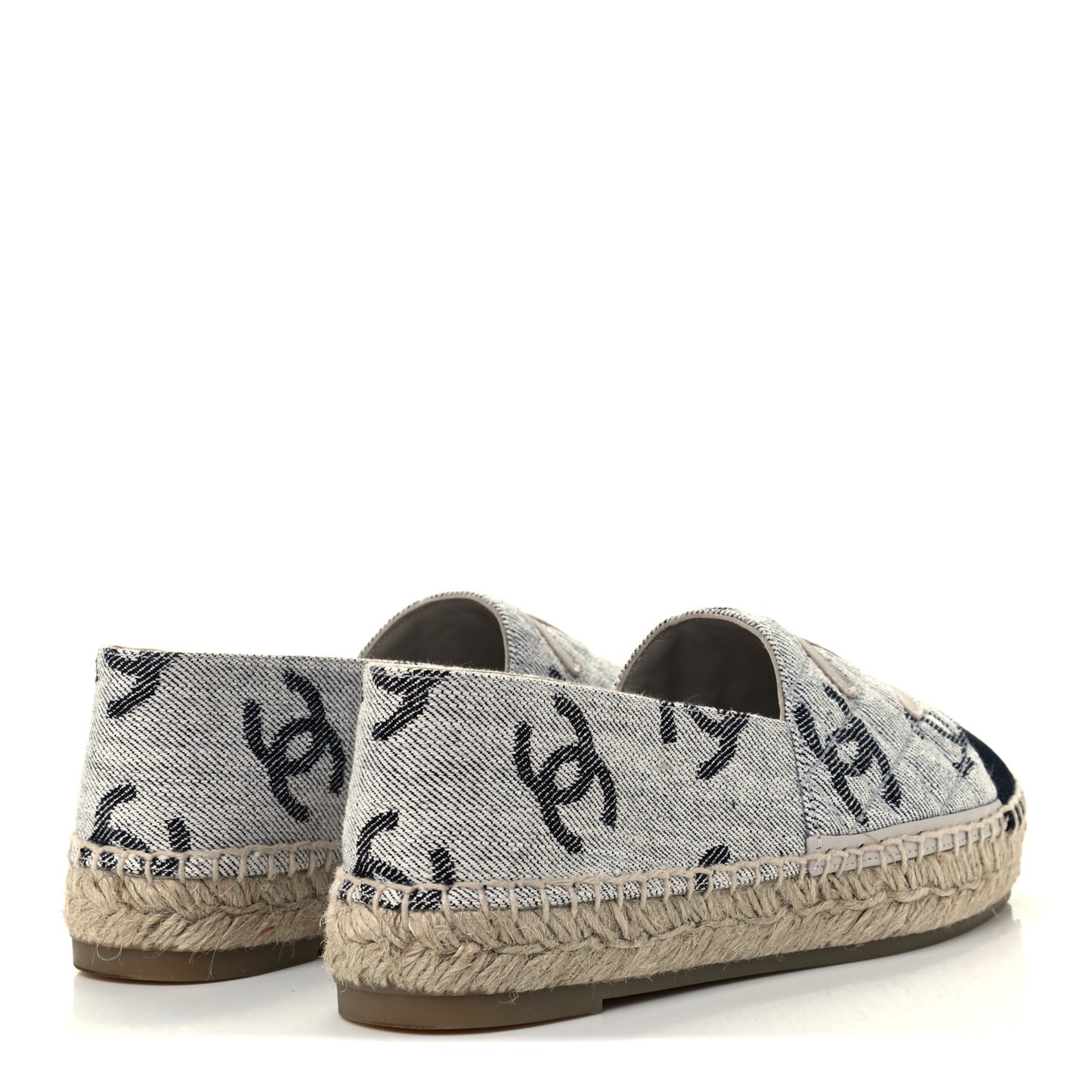 Cotton Jacquard Grosgrain CC Print Espadrilles 36 Grey Black