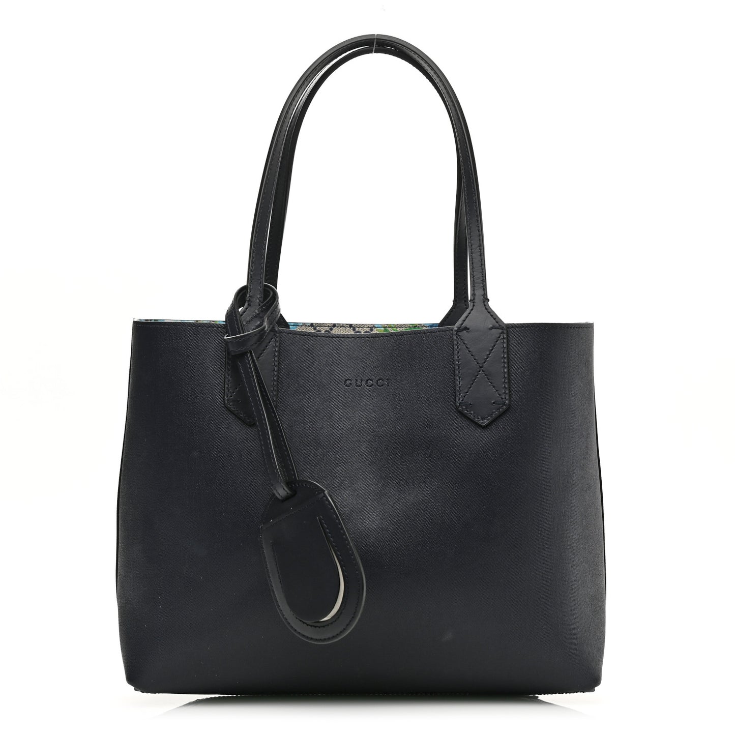 GG Supreme Monogram Blooms Small Reversible Tote Beige Blue Navy