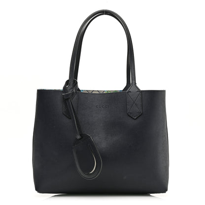Gucci GG Supreme Monogram Blooms Small Reversible Tote Beige Blue Navy 3 of 15
