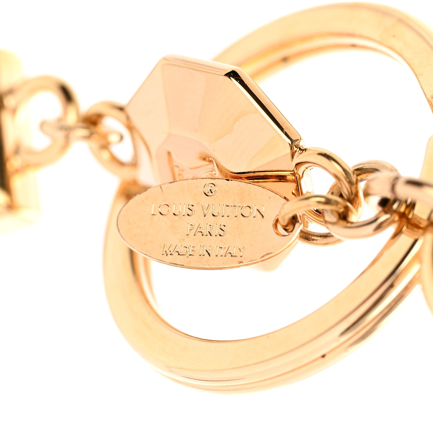 Metal LV Facettes Bag Charm Key Holder Gold