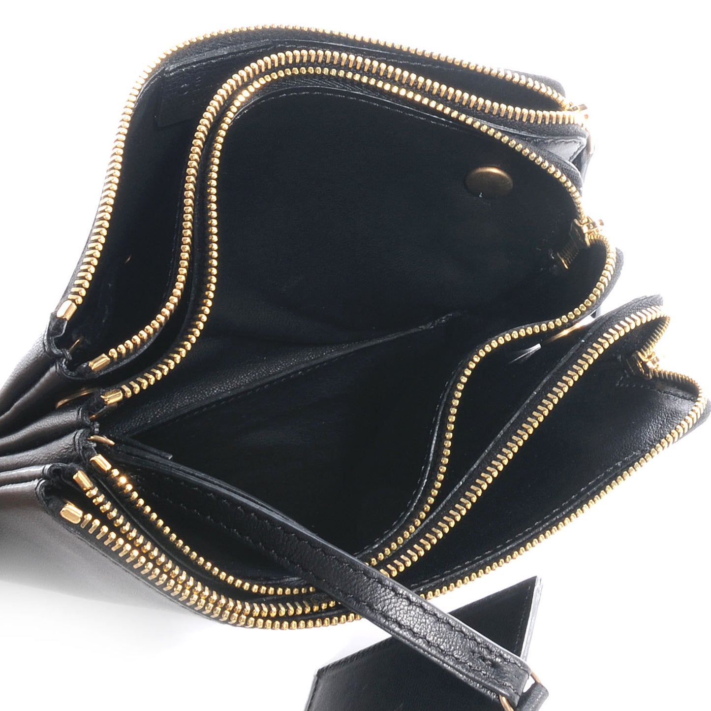 Leather Solo Large Trio Cosmetic Pouch Black