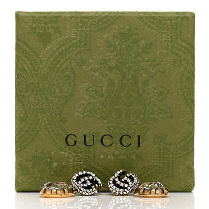 Gucci Metal Crystal Double G Drop Earrings Aged Gold 5 of 5