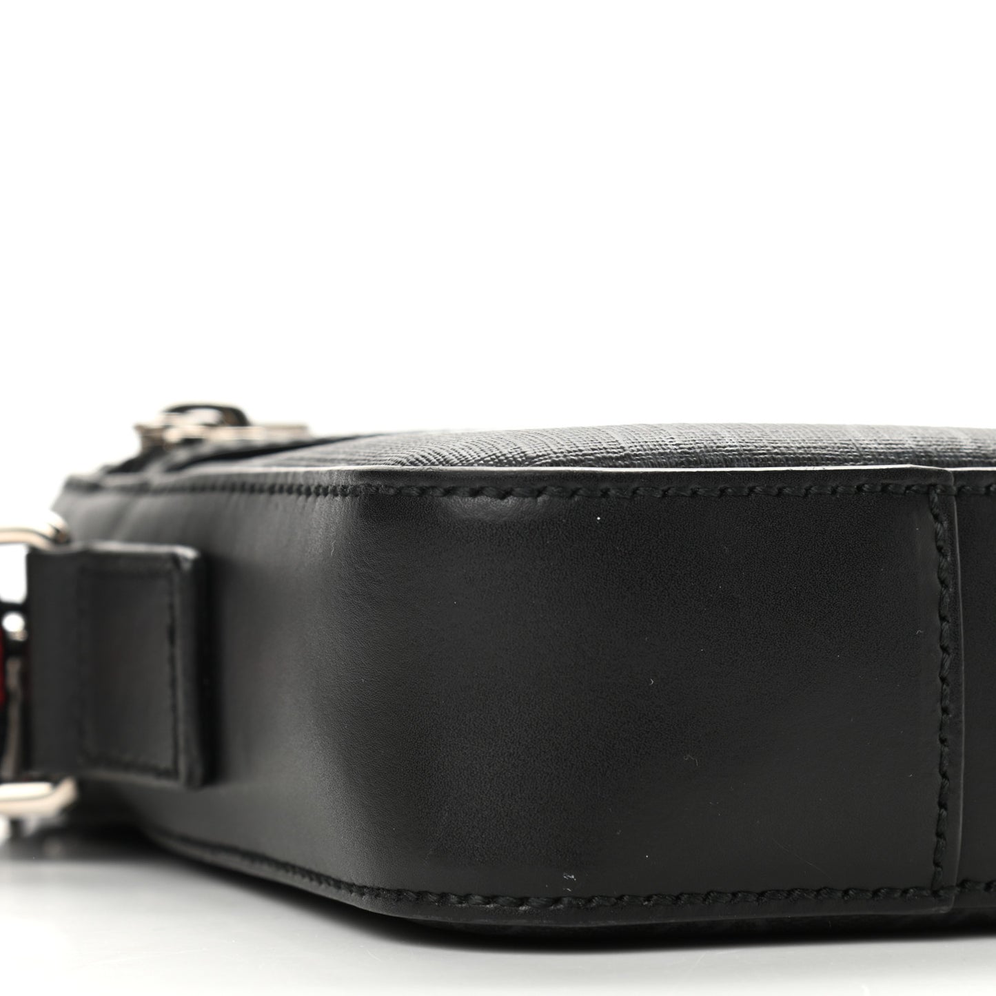 GG Supreme Monogram Appia Calfskin Web Small Camera Messenger Bag Black Grey