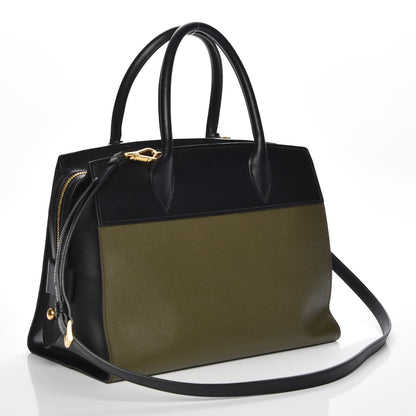 Prada Saffiano City Calf Medium Esplanade Tote Militare Black 4 of 9