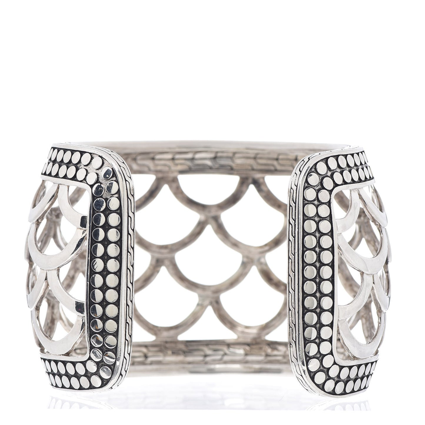 Sterling Silver 18K Yellow Gold Naga Scaled Wide Cuff Bracelet