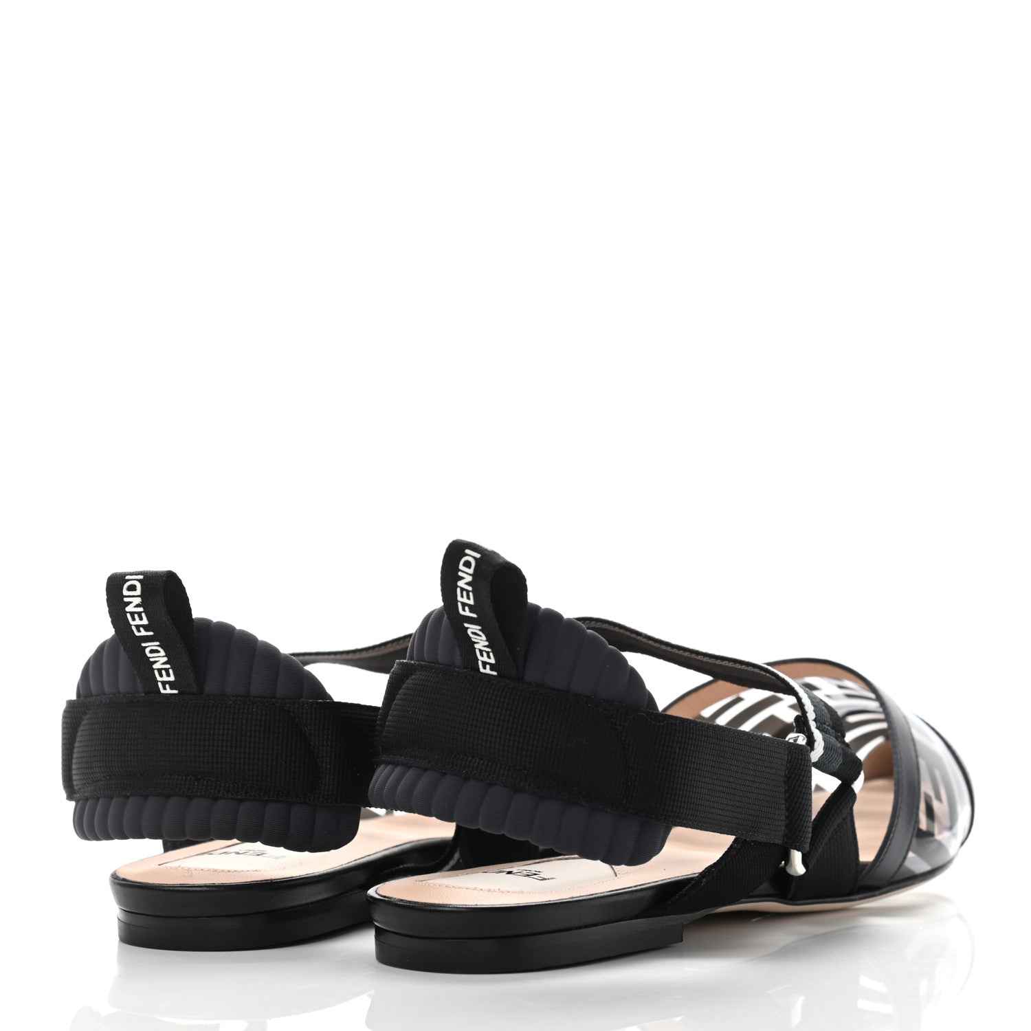 Fendi PVC Calfskin FF Colibri Slingback Ballerina Flats 39.5 Black 4 of 9