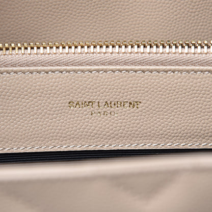 Saint Laurent Grain De Poudre Matelasse Chevron Monogram Shopping Bag Nude Powder 6 of 7
