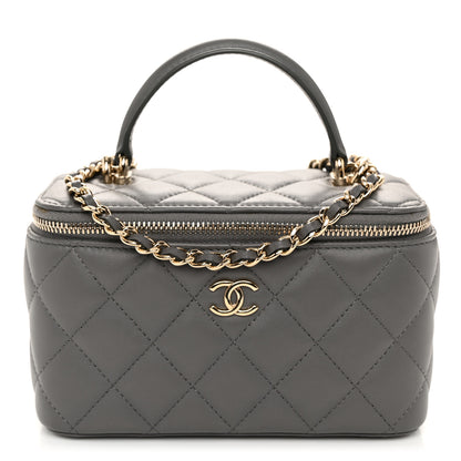 Chanel Lambskin Quilted Small Top Handle Vanity Case With Chain Dark Grey 1 of 12