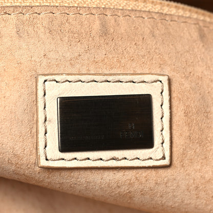 Fendi Goatskin Whipstitch Large Convertible Baguette White 6 of 9