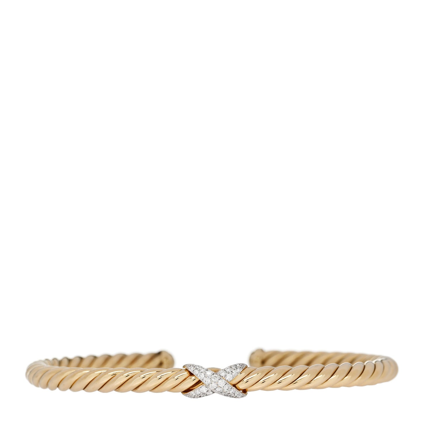 18K Yellow Gold Diamond 4mm Cablespira X Station Cable Bracelet