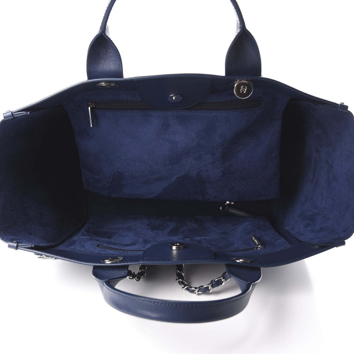 Caviar Large Studded Deauville Tote Navy