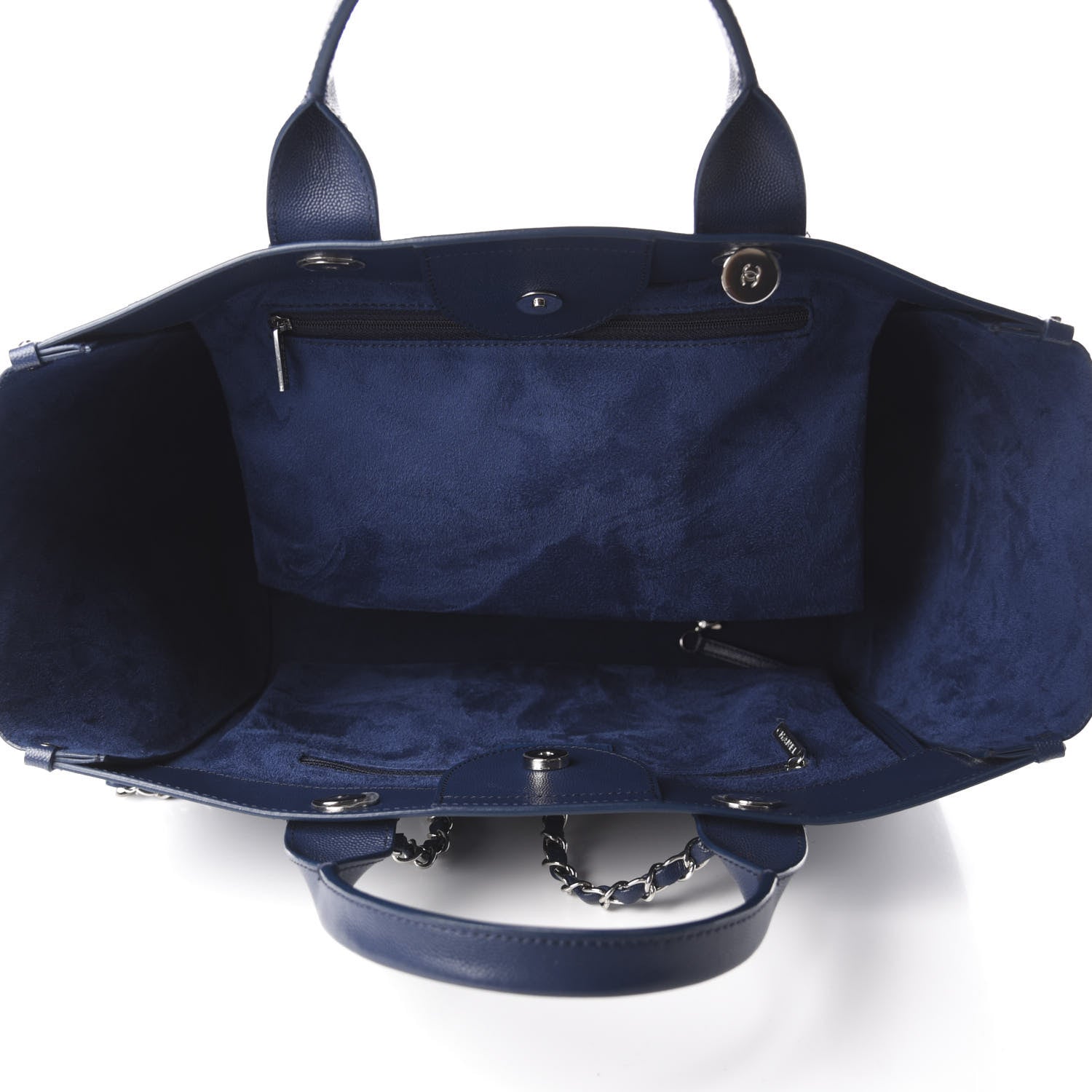 Chanel Caviar Large Studded Deauville Tote Navy 5 of 10