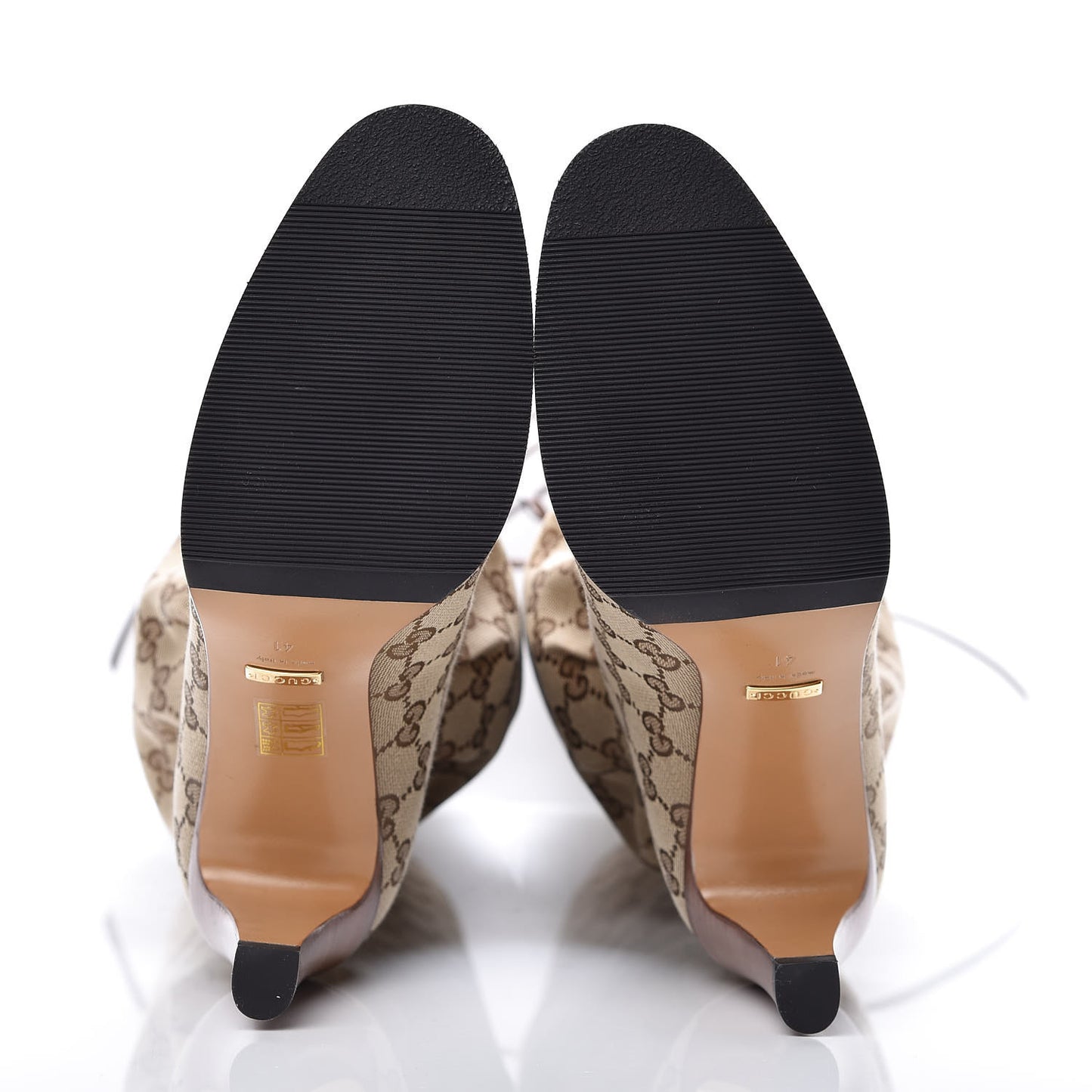 Monogram Lisa Mid Heel Boots 41 Beige Ebony