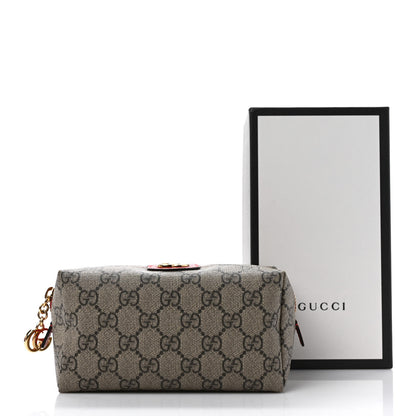 Gucci Soft GG Supreme Monogram Calfskin Medium Ophidia Cosmetic Case Beige Ebony Hibiscus Red 9 of 9