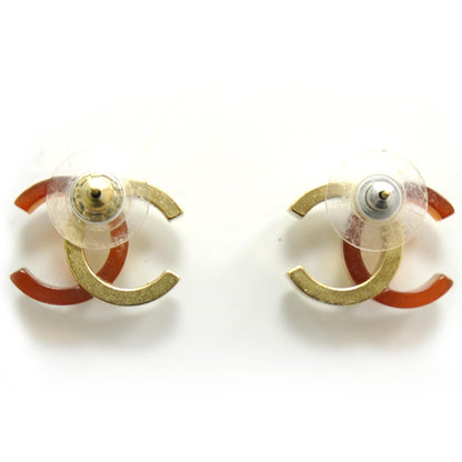 Chanel Resin CC Logo Earrings Amber Gold 4 of 5
