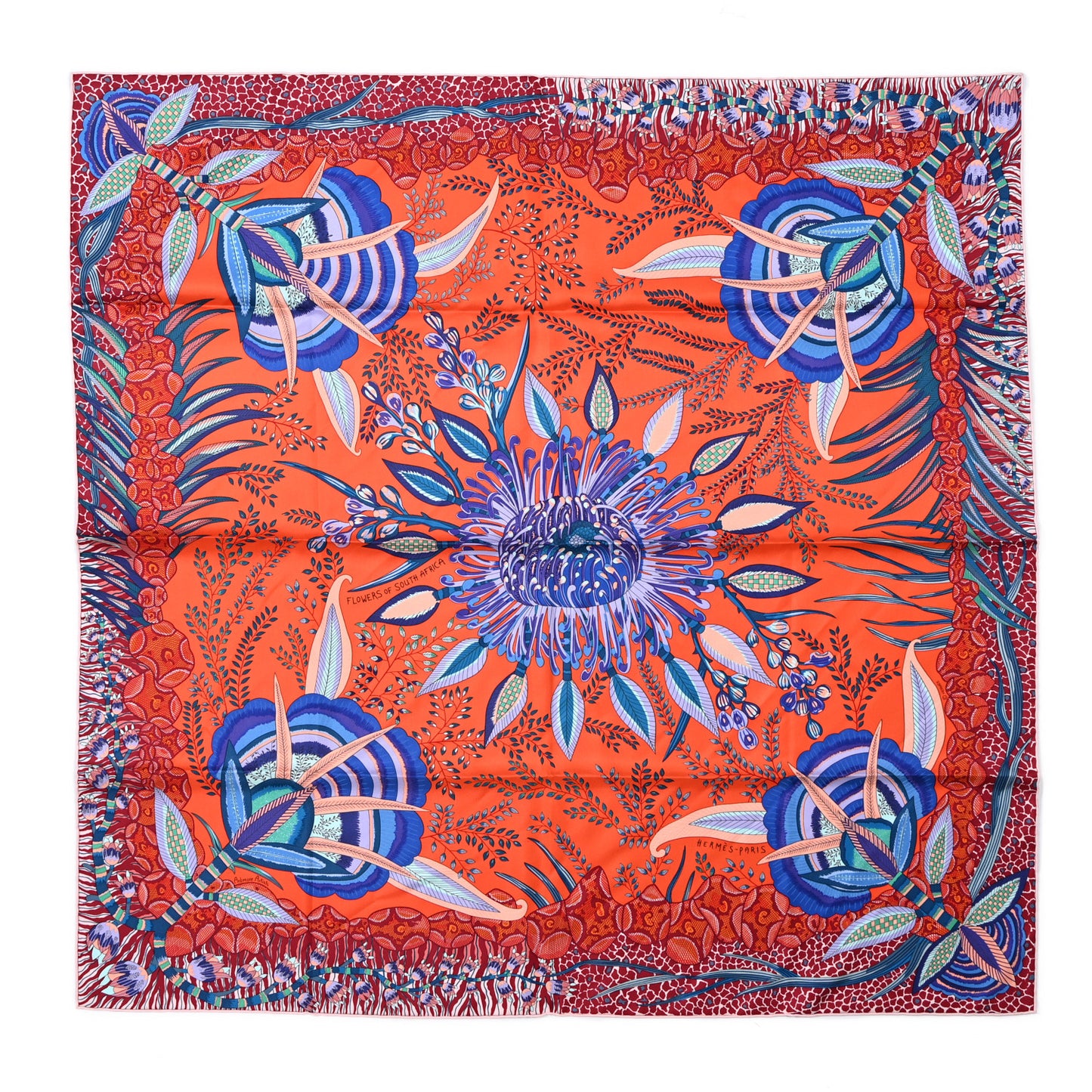 Silk Flowers of South Africa Scarf 90 Orange