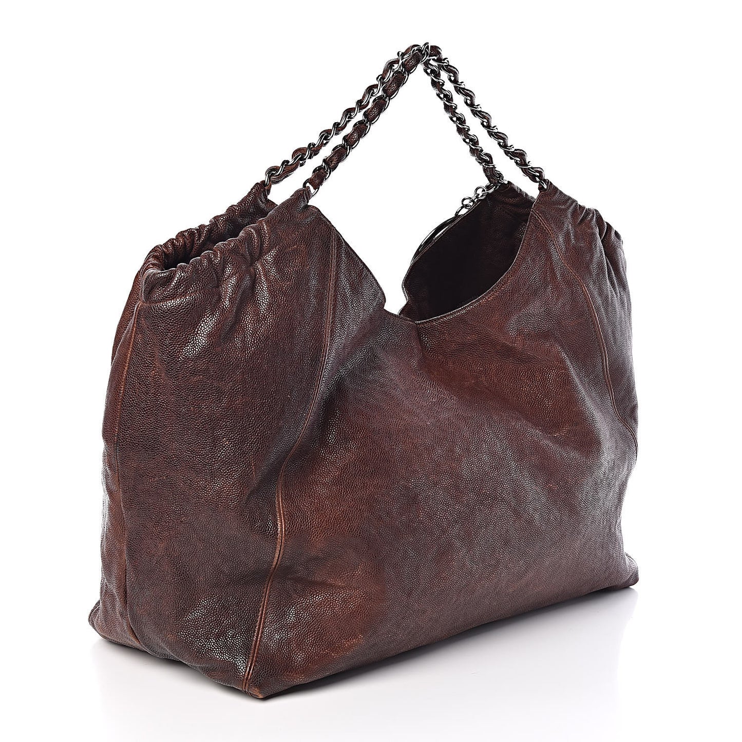 Distressed Caviar XL Coco Cabas Brown