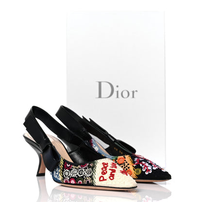 Christian Dior Calfskin Embroidered Beaded Sweet D Sling-Back Pumps 37.5 Multicolor 9 of 9