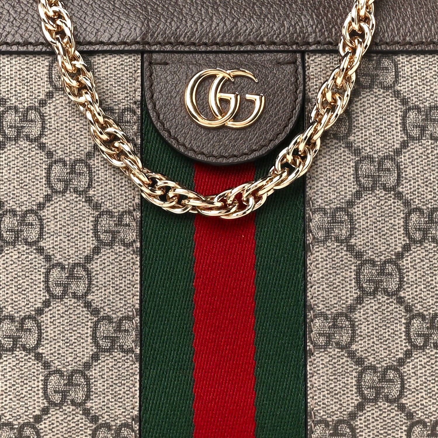 Gucci GG Supreme Monogram Web Small Ophidia Chain Shoulder Bag Brown 9 of 12