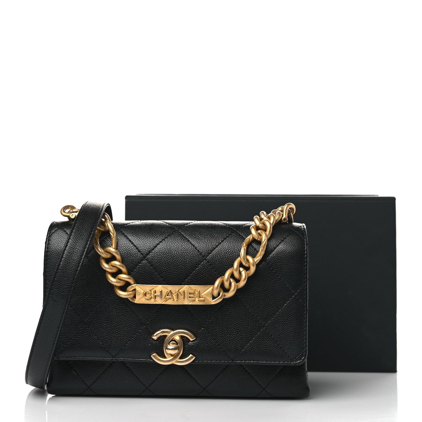 Caviar Quilted Mini Bracelet On Chain Flap Black