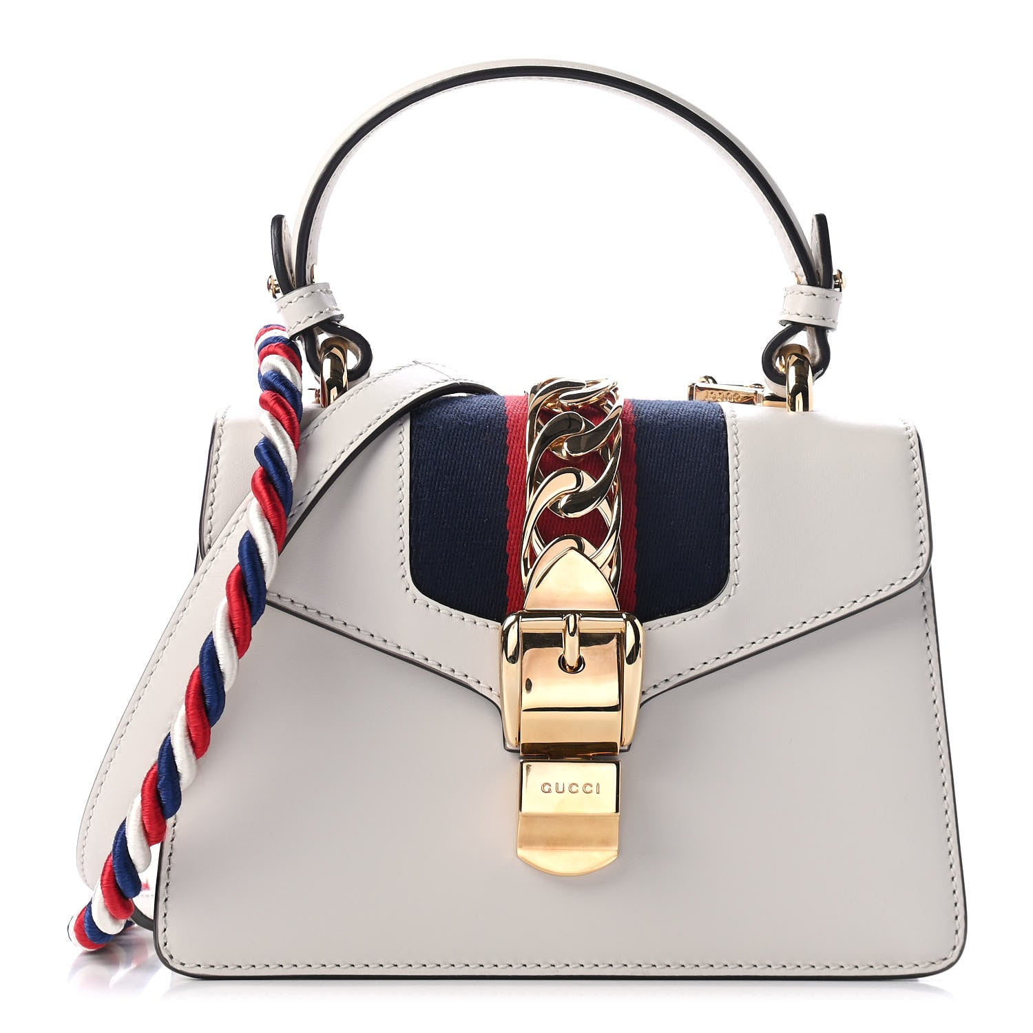 Gucci Calfskin Mini Sylvie Top Handle Bag White 1 of 4