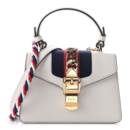 Gucci Calfskin Mini Sylvie Top Handle Bag White 1 of 4