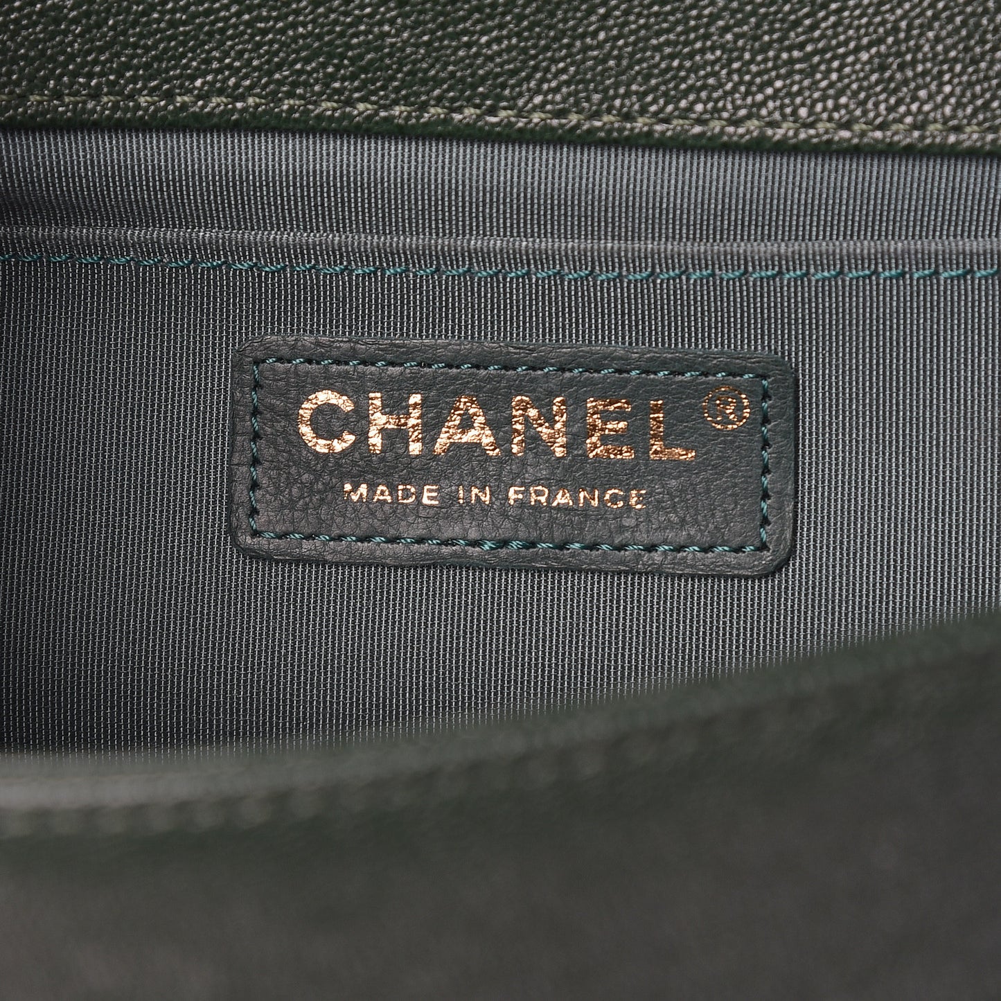 Caviar Chevron Quilted Medium Boy Flap Dark Green