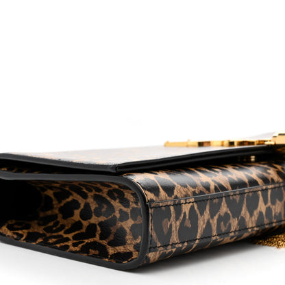 Saint Laurent Calfskin Heart Leopard Printed Classic Monogram Kate Tassel Clutch Naturale 9 of 10