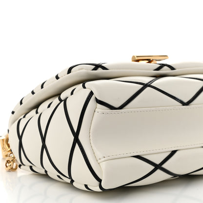 Louis Vuitton Lambskin Malletage Top Handle GO-14MM White Black 9 of 12