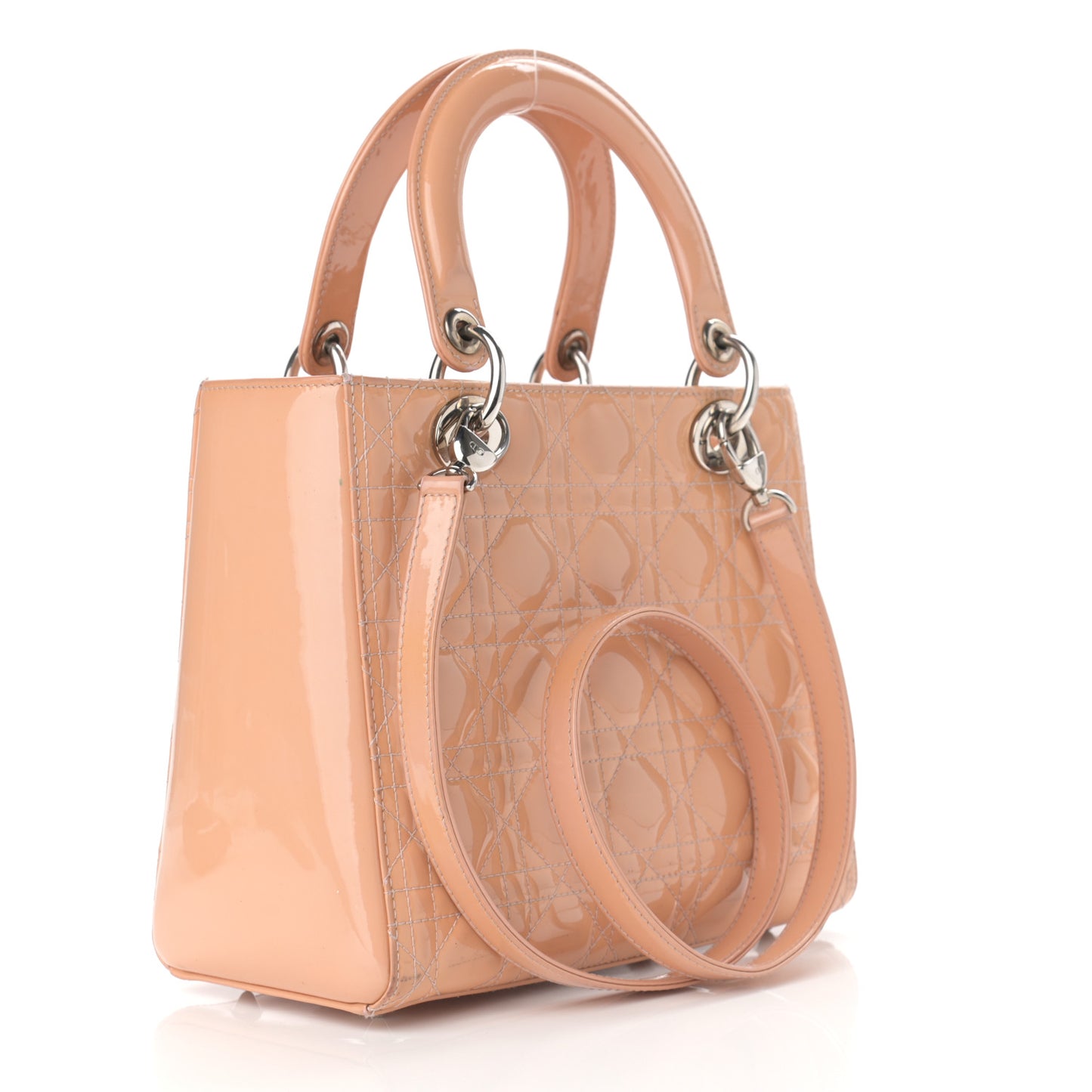 Patent Cannage Medium Lady Dior Pale Pink
