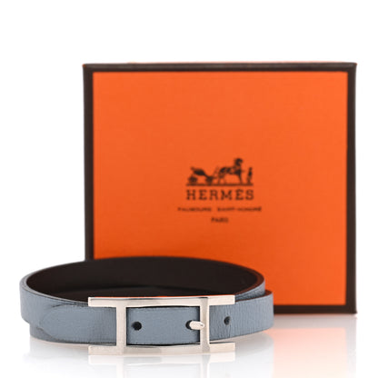 Hermes Swift Behapi Double Tour Bracelet Bleu Lin Chocolate 5 of 5