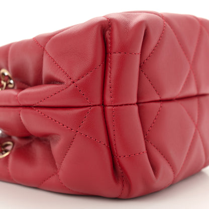 Chanel Lambskin Quilted CC Dweller Drawstring Bucket Bag Red 9 of 10