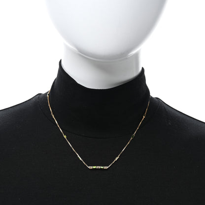 Gucci 18K Yellow Gold Green Tourmaline Link to Love Bar Necklace 2 of 5