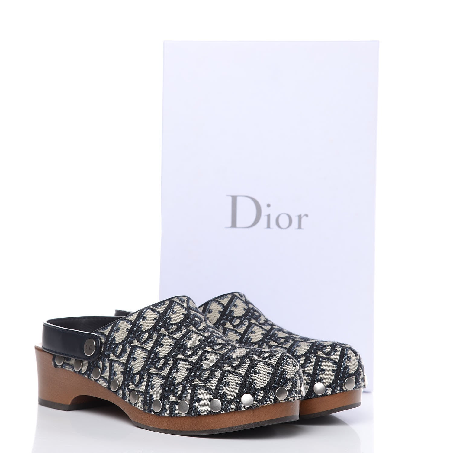Christian Dior Canvas Oblique Diorquake 20mm Slingback Clogs 40 Deep Blue 9 of 9
