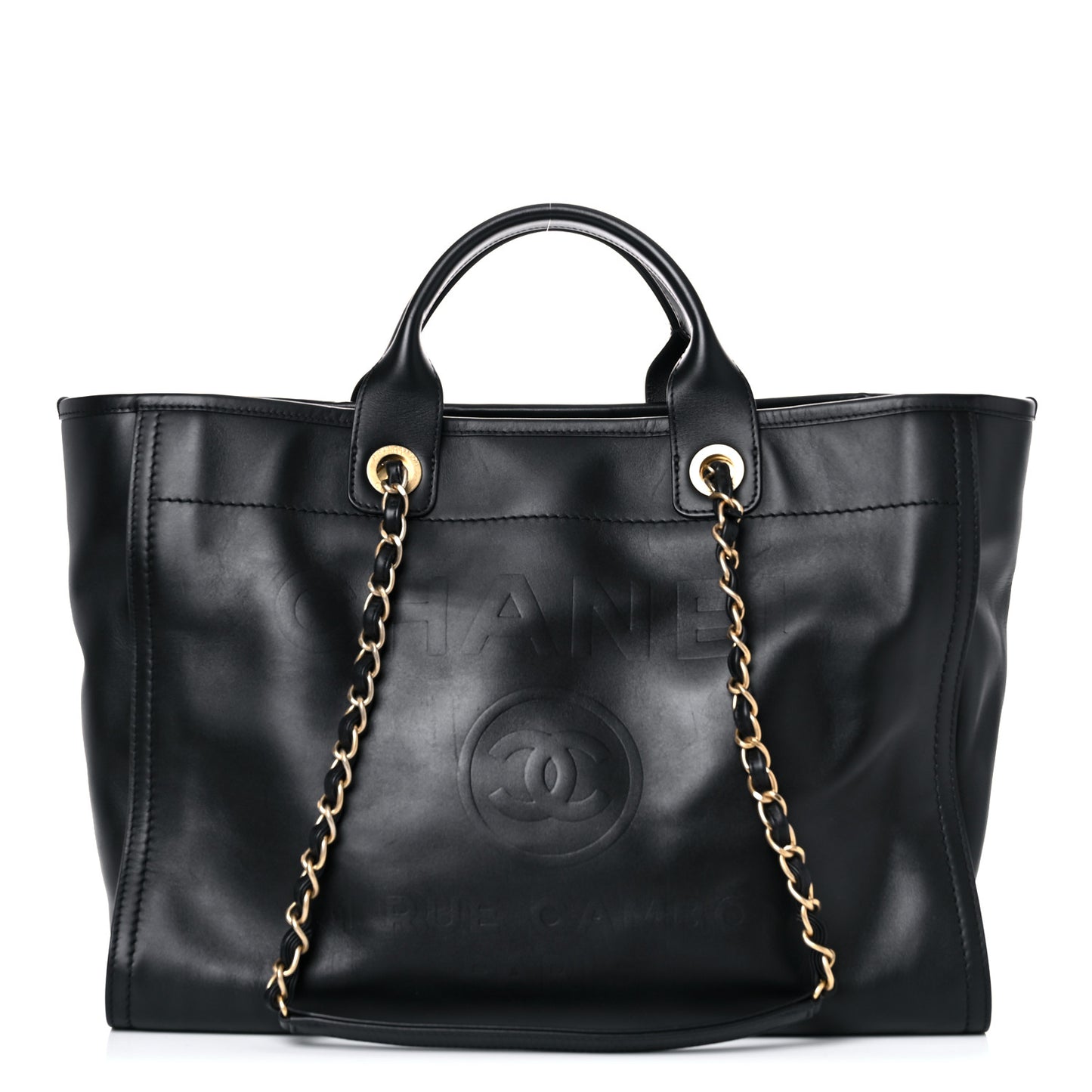 Calfskin Medium Deauville Tote Black