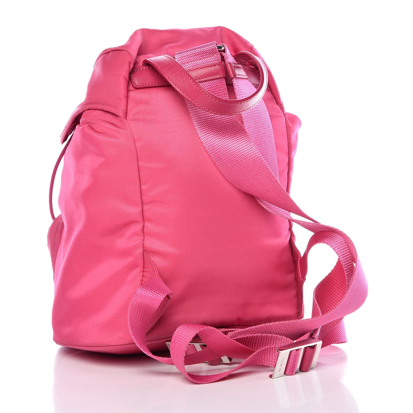 Tessuto Nylon Vela Saffiano Mini Single Snap Buckle Backpack Fuxia
